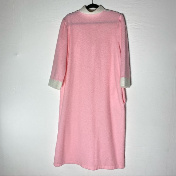 Vintage Hamilton Pink and White Fleece Long Sleeve Housecoat Robe Nightgown L - Picture 15 of 16